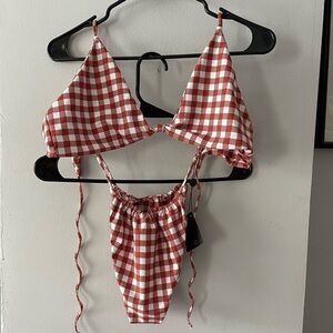 Skatie “Memphis” Red and White Checkered Bikini